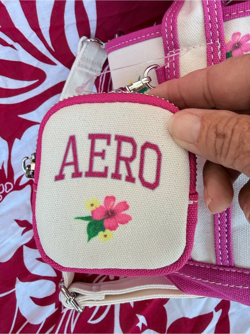 Aéropostale pink hibiscus flower canvas tote - Hawaiian Vibe - NWT - Picture 7 of 16